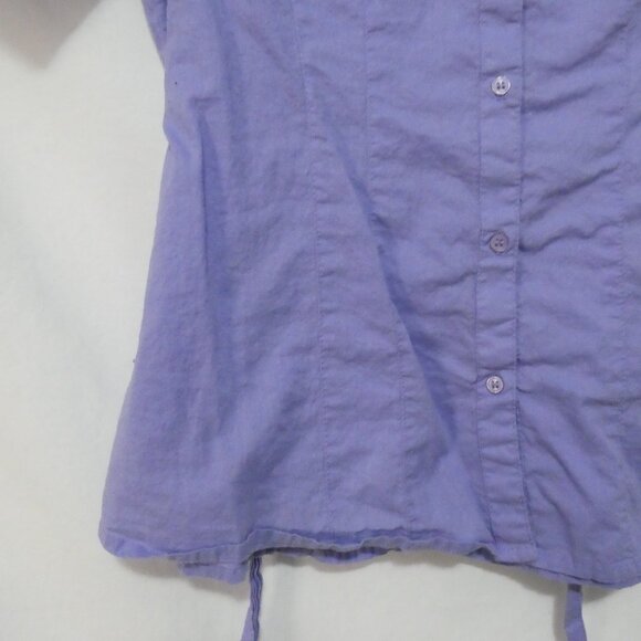 Unbranded | P2P 14 inches measured | Chic Purple V-Neck Button-Up Shirt - Picture 6 of 14
